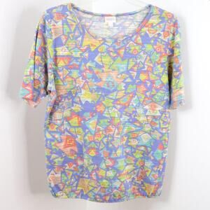 LuLaRoe Women’s 3XL Custom Multicolor Geometric Abstract Print Elastic Waist Top